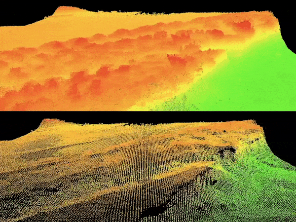 Vegetation filtering generated on Ouster lidar point cloud.