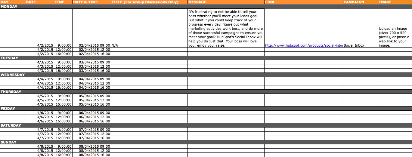 Social Media Planning Template LinkedIn