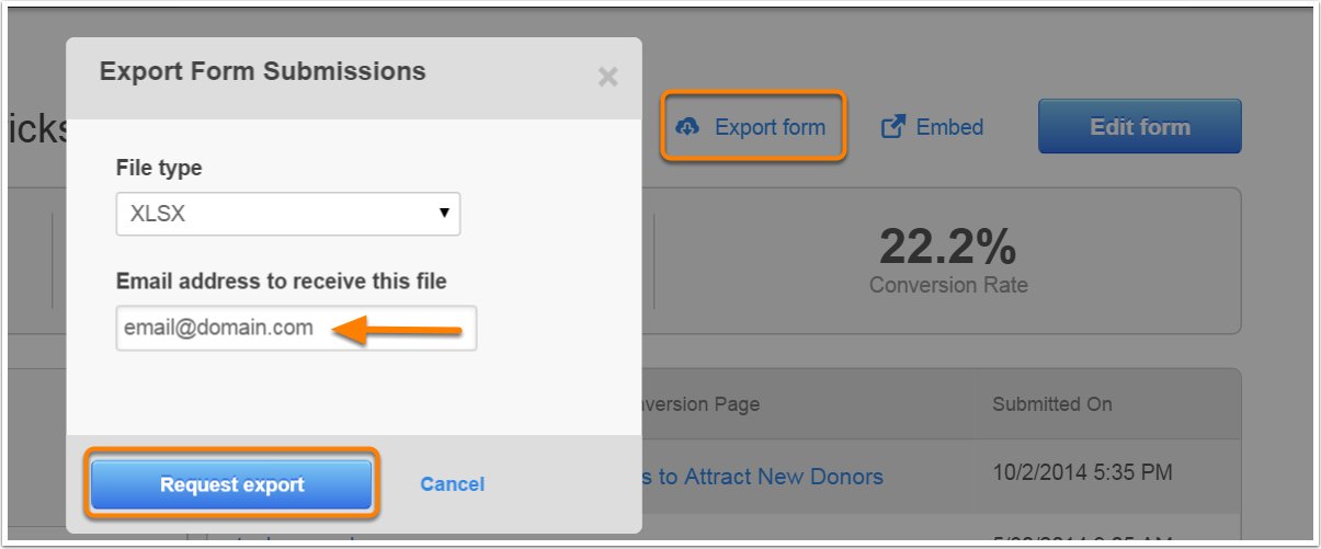 Exporter les données de soumissions