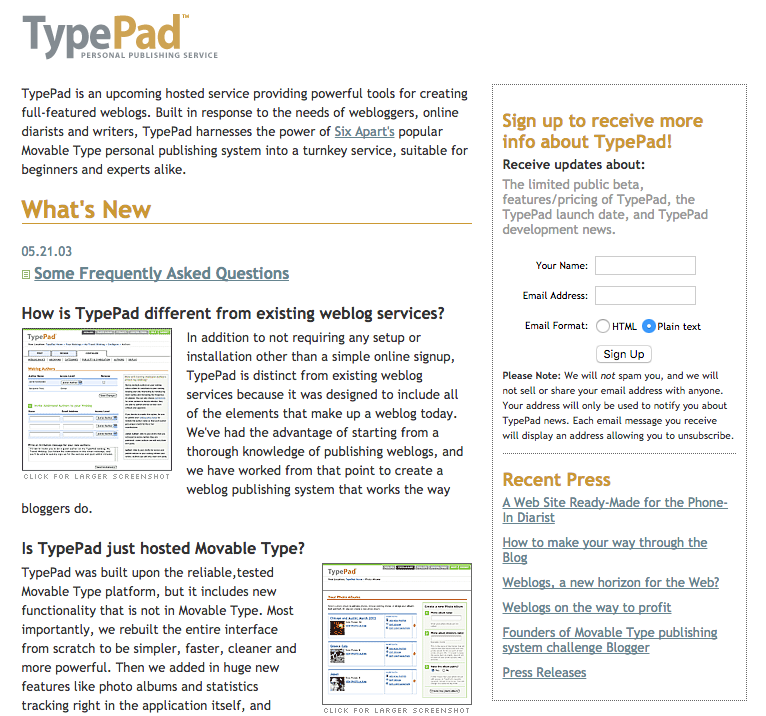 TypePad circa 2003