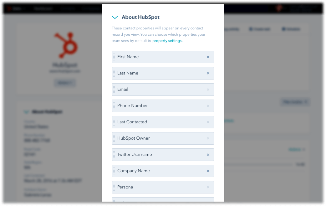 HubSpot CRM - edit and update contact details in one place