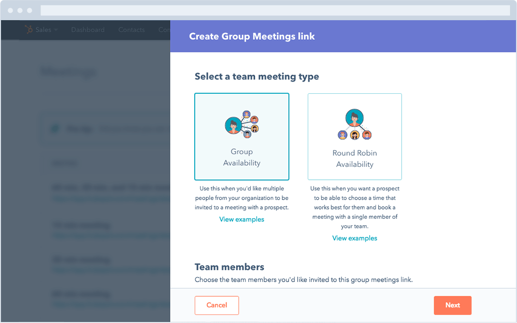 See HubSpot's free meeting scheduler's flexible options.