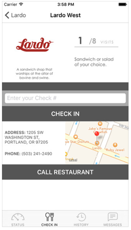 restaurant app checkin