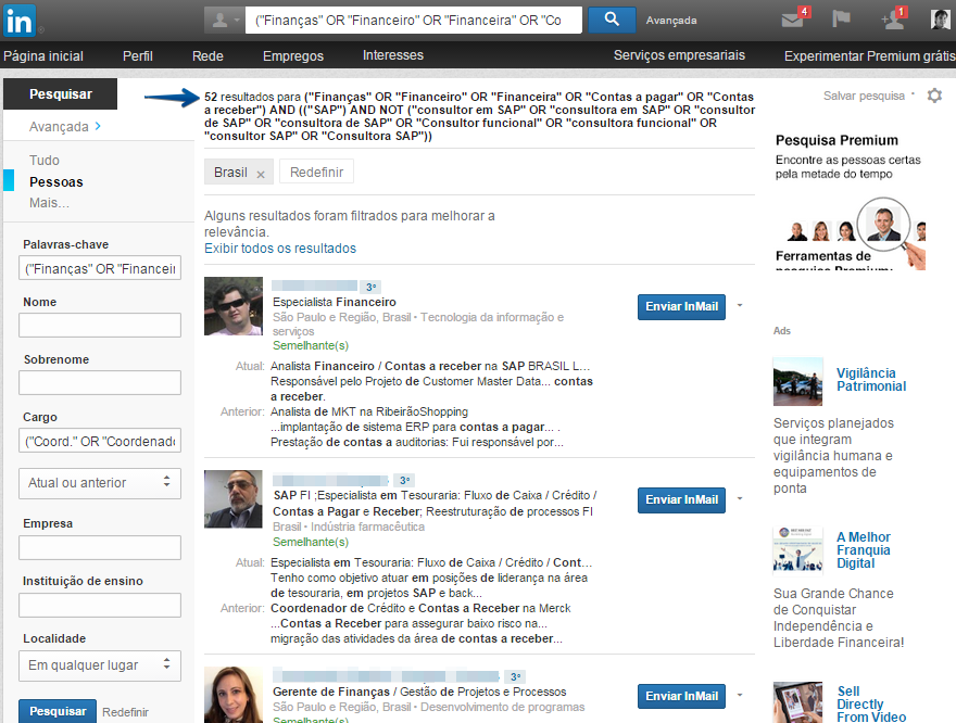 resultado pesquisa linkedin