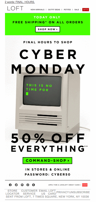loft cyber monday email