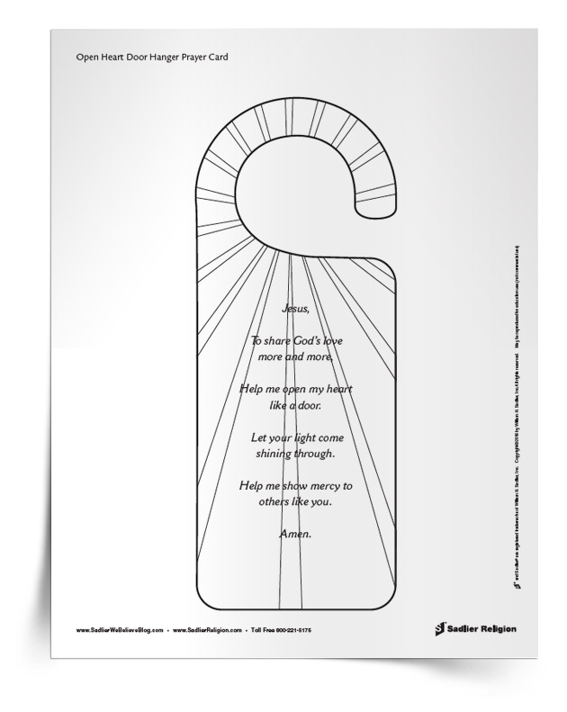 Holy Year of Mercy Resource: Open Heart Door Hanger Prayer Card