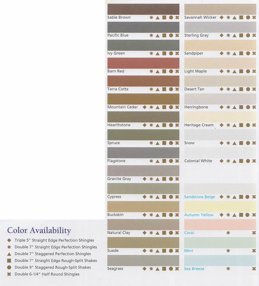 Cedar Impressions Colors CertainTeed Vinyl Siding