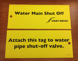water main shut off valve tag