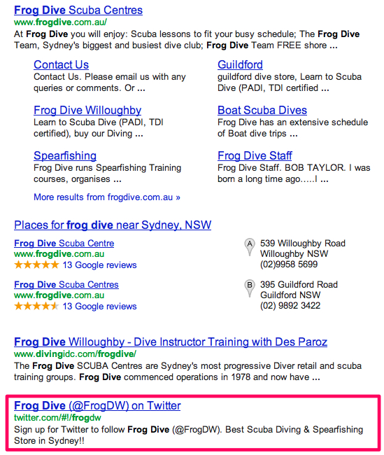 dive centre google ranking