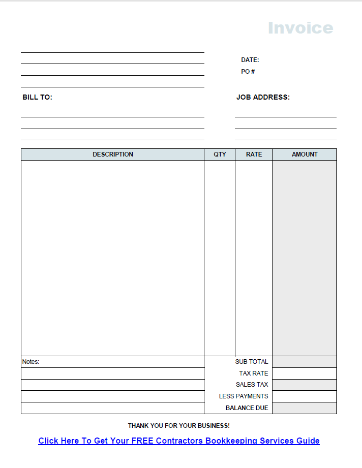 Free Contractor Invoice Template On Excel