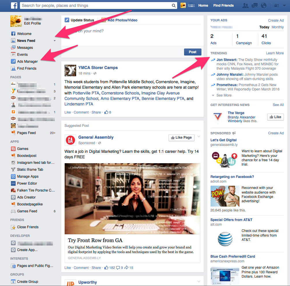 Facebook Newsfeed Layout