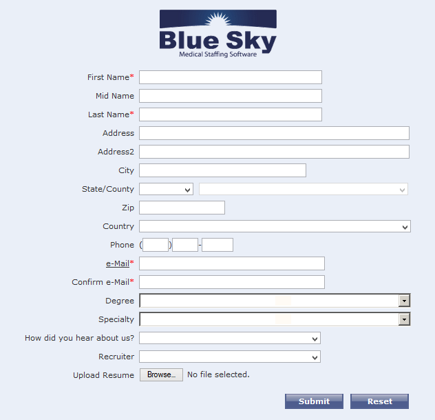 BlueSky Medical Staffing Software