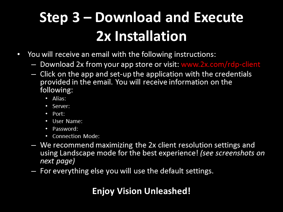 Download and Execute 2x Installation