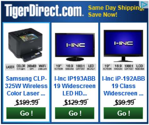 Tiger Direct display ad