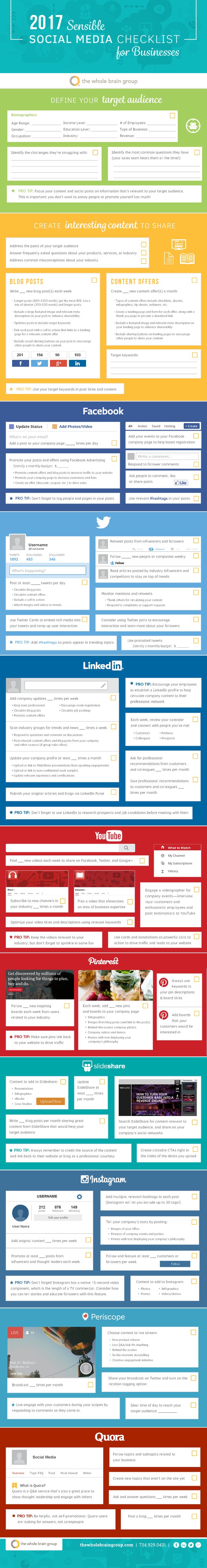 2016 Sensible Social Media Checklist for Businesses