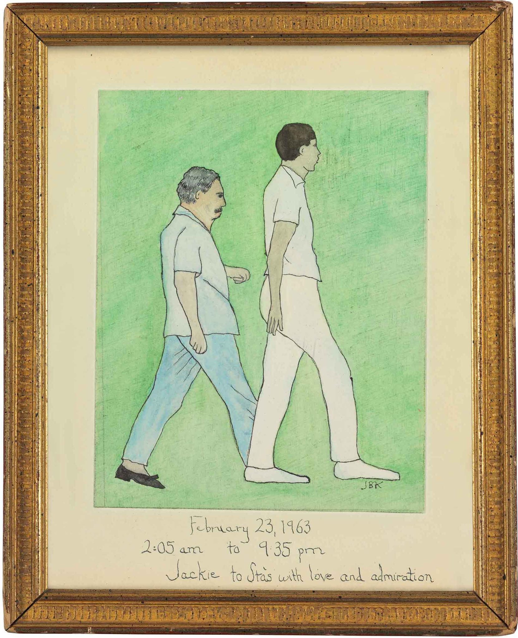 The watch will also be accompanied by an original painting that Jackie made in 1963 as a gift for Stas Radziwill celebrating the hike with the dedication “February 23, 1963 2:05 am to 9:35 pm / Jackie to Stas with love and admiration”. The watch will also be accompanied by an original painting that Jackie made in 1963 as a gift for Stas Radziwill celebrating the hike with the dedication “February 23, 1963 2:05 am to 9:35 pm / Jackie to Stas with love and admiration”.