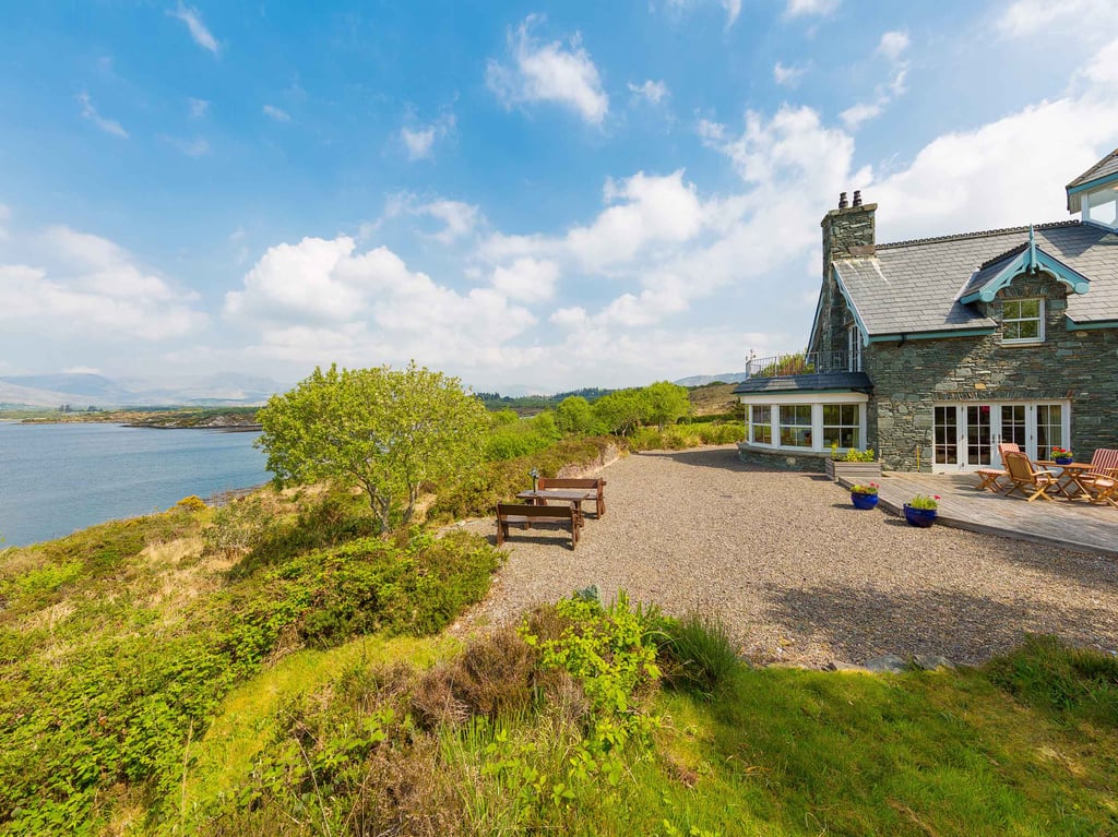 Drimna Lodge, an estate overlooking the Macgillycuddy's Reeks Mountains in County Kerry is a jewel on Ireland’s Wild Atlantic Way. Drimna Lodge, an estate overlooking the Macgillycuddy's Reeks Mountains in County Kerry is a jewel on Ireland’s Wild Atlantic Way.