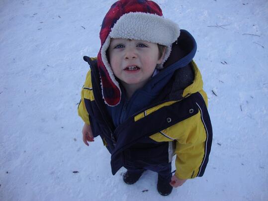 toddler in snow