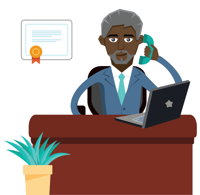 Advisor talking on the phone cartoon Advisor talking on the phone cartoon