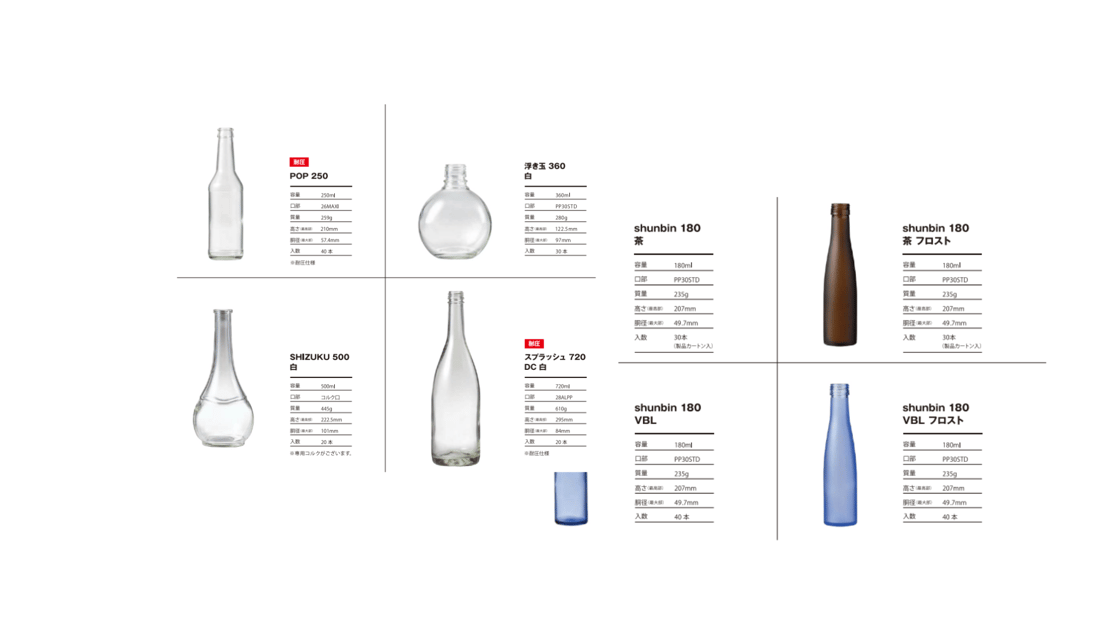 シュンビンオリジナルびんカタログ商品スペック一部2409