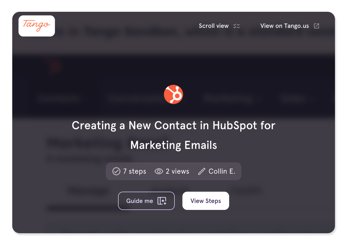 Launching Guide Me from an embedded Tango
