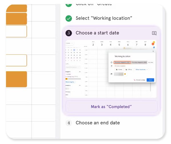 Guidance panel with the suggested next step