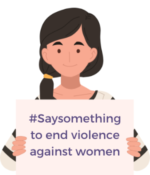 Women holding #Saysomething poster