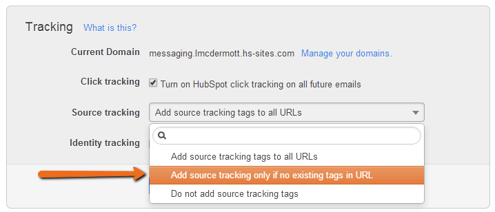 Email Source Tracking Settings