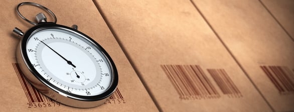 Stop watch on a box counting down time spent on ERP implementation.