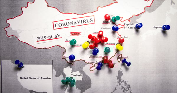 Map of countries affected by Coronavirus (2019-nCoV)