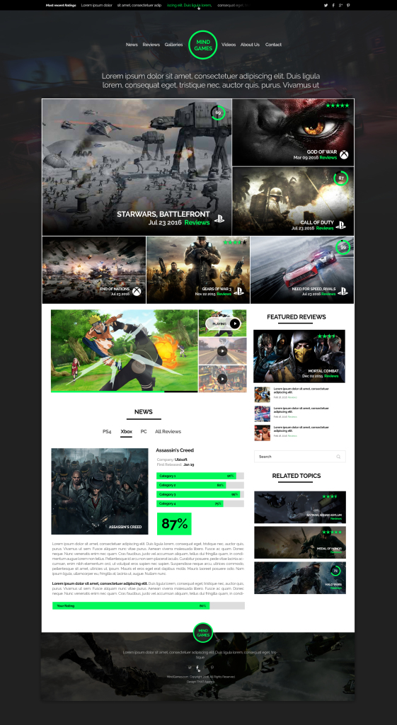 Game Review Website Templates