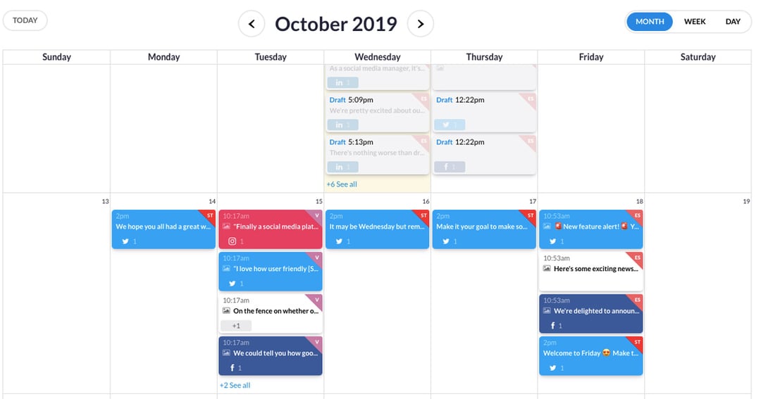 Calendar Update View Drafts and Posts Sent For Approval