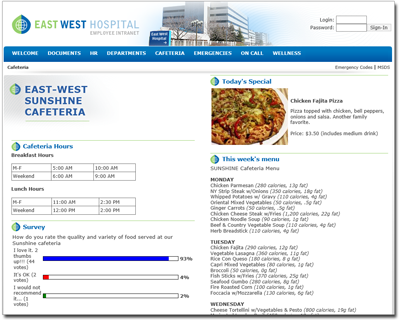 Hospital Intranet Cafeteria Survey Example