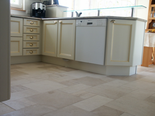 Limestone Matt Almond floor tiles are perfect for the kitchen from