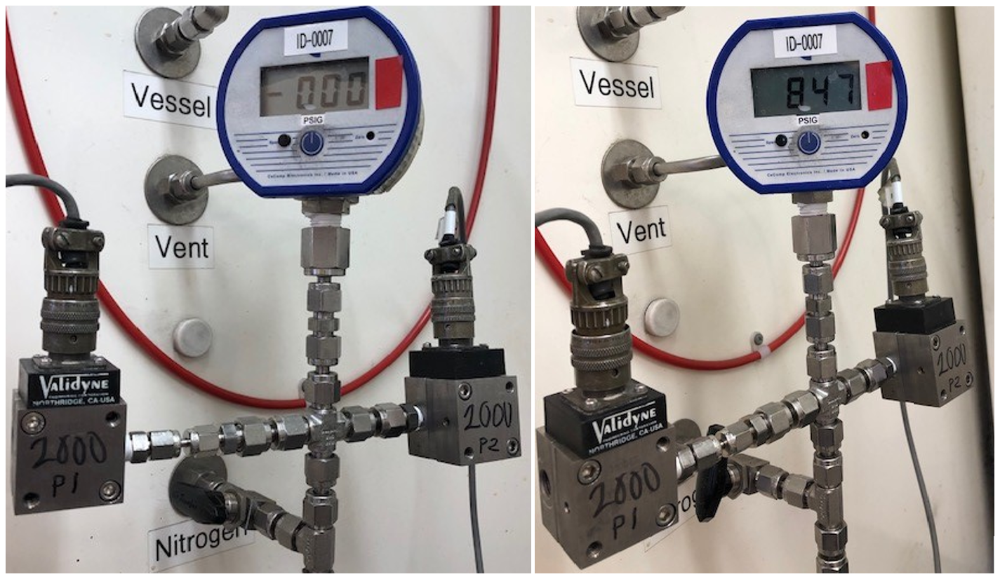 FAI calibration tree with pressure gauge as the “calibrated source” for calibrating the pressure transducers.&nbsp;