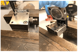 图8:一个夹住传感器的老虎钳,这样用户就可以拧下螺栓来拆卸膜片或O形环。