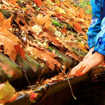 prep work winter leaves gutter