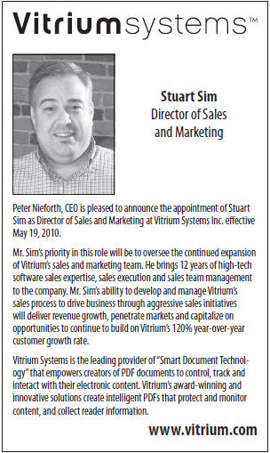 Business in Vancouver Announces Vitrium's New Director of Sales and Marketing