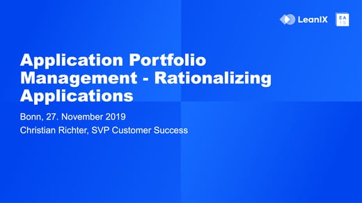 Application Portfolio Management - Rationalizing Applications