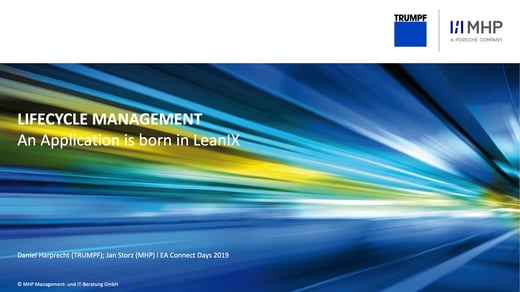 Lifecycle Management - An Application is Born in LeanIX