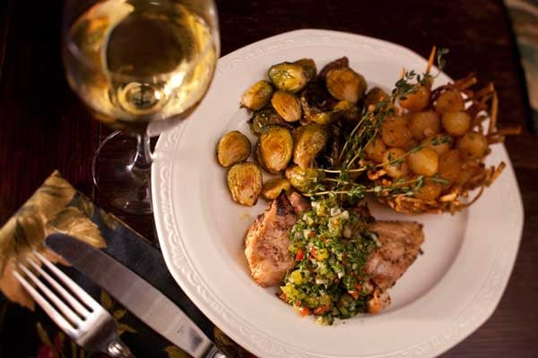 Chukar-Chimichurri,-Potato-Basket,-Roasted-Brussels-Sprouts