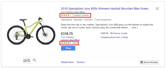 Productbeoordelingen versus Verkopersbeoordelingen bij Google Shopping