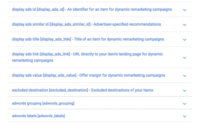 Extra velden Google Shopping Product Feed ten behoeve van Dynamic Remarketing.