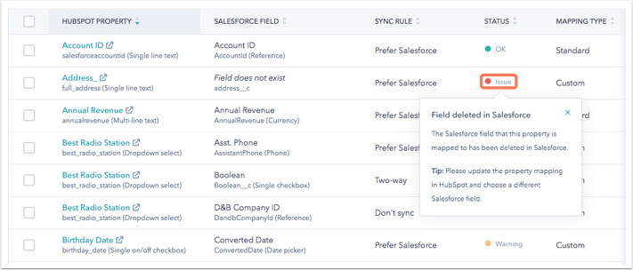 salesforce-mapping-issue