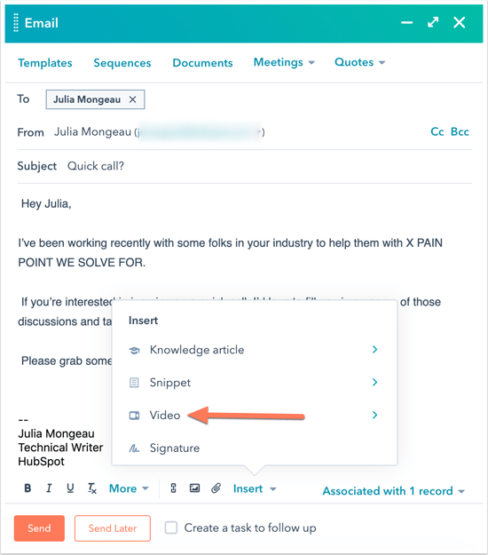 Add Videos To One To One Emails Templates And Sequence Emails