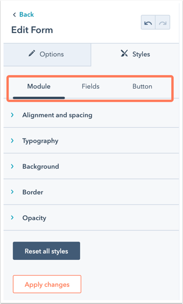 set up and style forms on hubspot pages