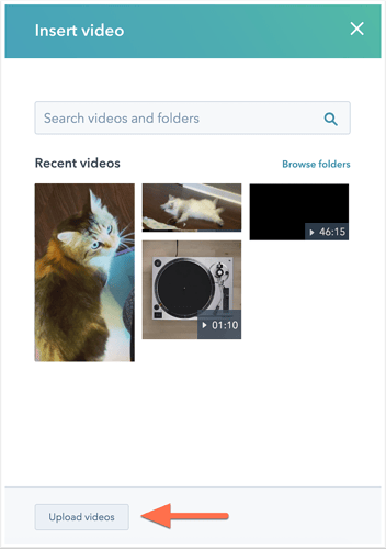 Hubspotコンテンツに動画を追加する