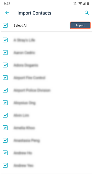 an image showing the HubSpot Android mobile app displaying the import contacts menu