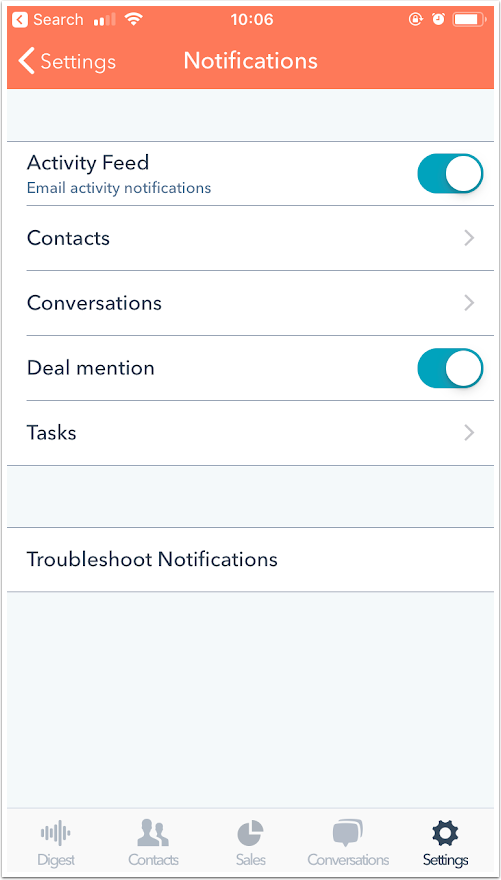 Enable notifications from the HubSpot mobile app