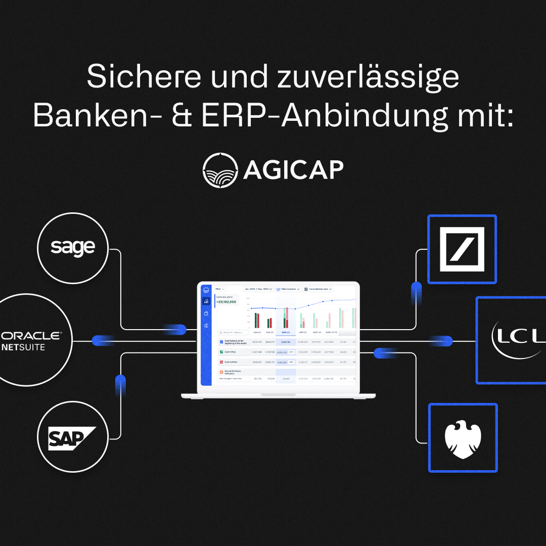 Sichere und zuverlässige Banken- und ERP-Anbindung mit Agicap.